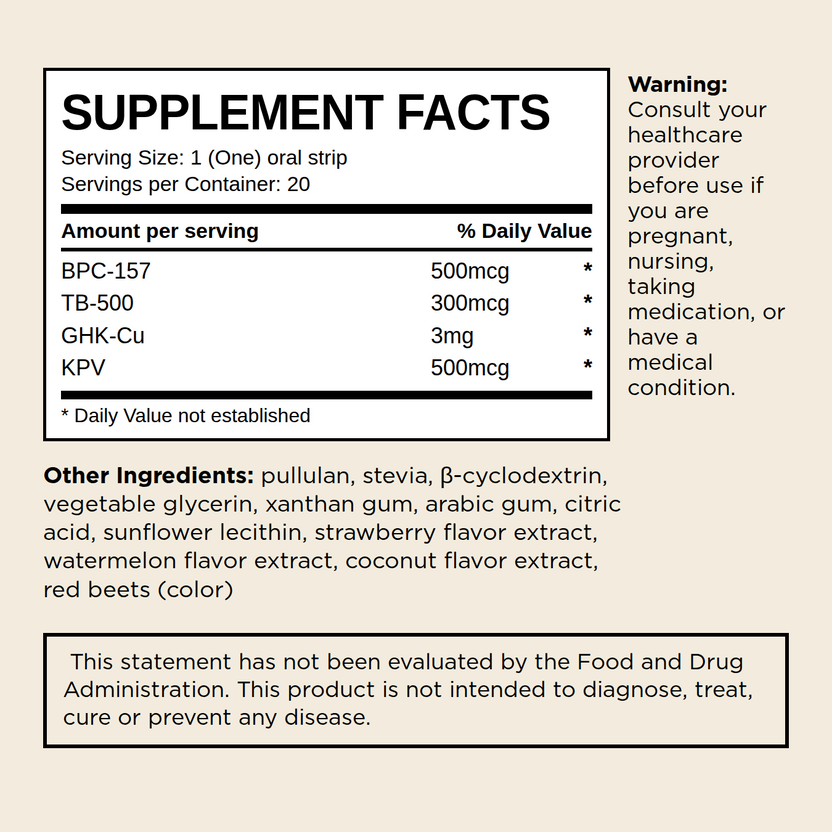 InstaMed KLOW box, back label with full supplement facts