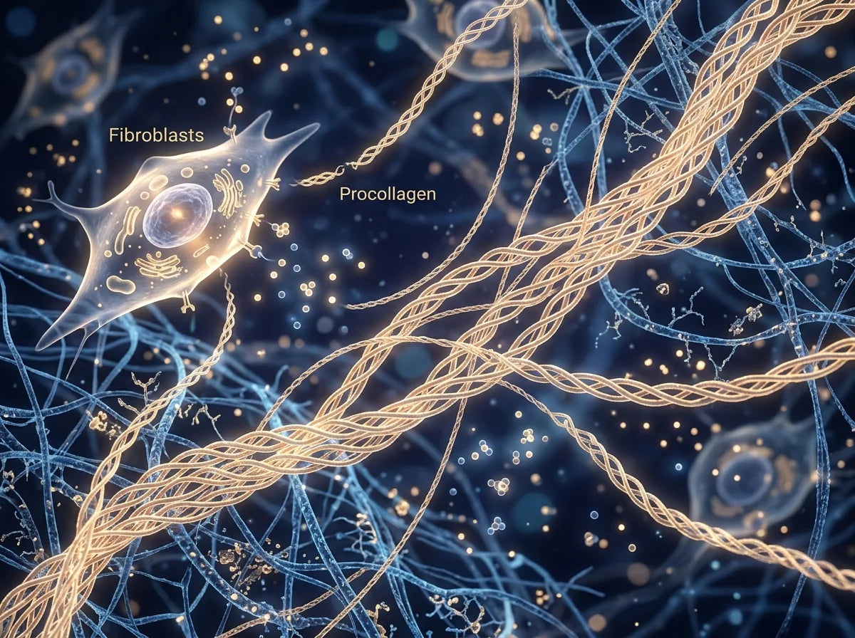 Microscopic visualization of triple helix collagen synthesis