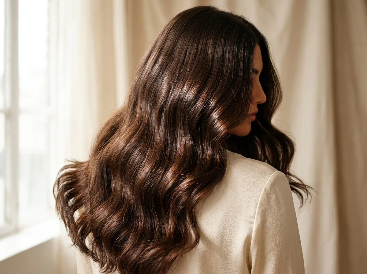 Thick, vibrant, glossy hair showing follicular nourishment