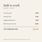 Edge Detox wholesale margin: $640 case, $540 margin per case at suggested retail