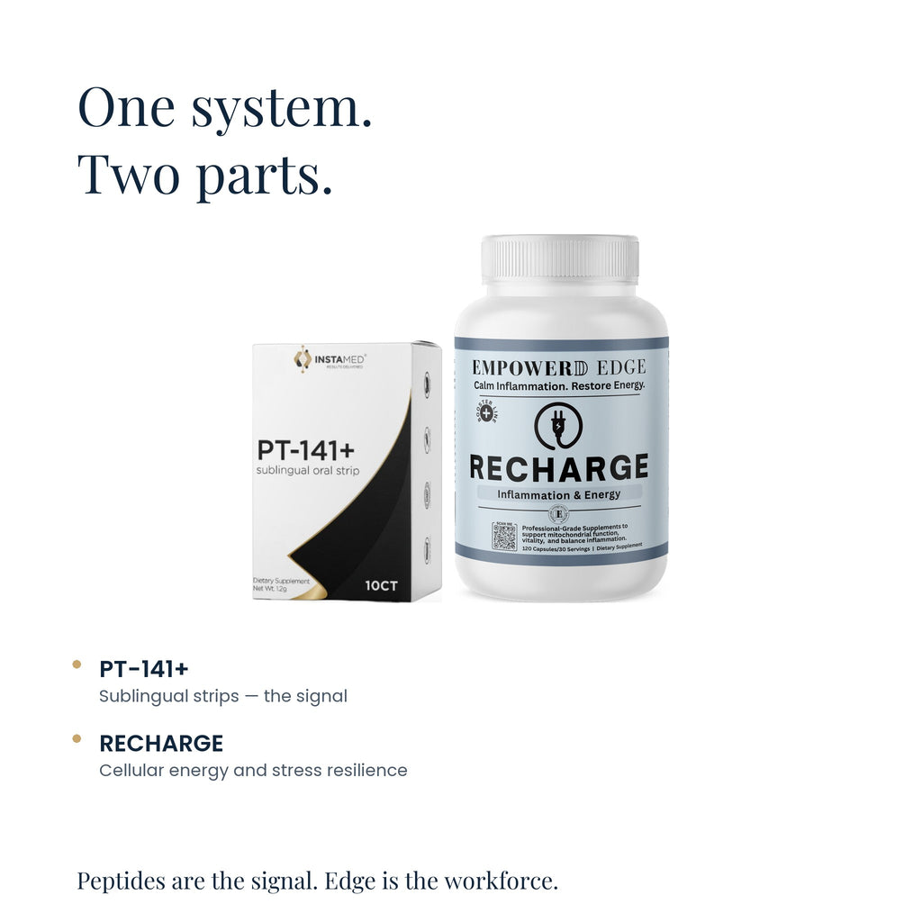 Edge Intimacy: one system, two parts — PT-141+ strips and RECHARGE