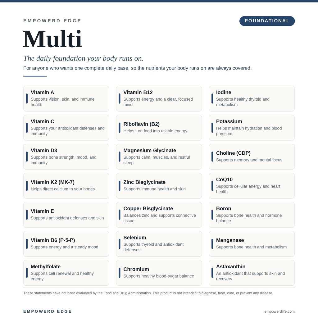 Daily Multi ingredient breakdown — what each ingredient supports