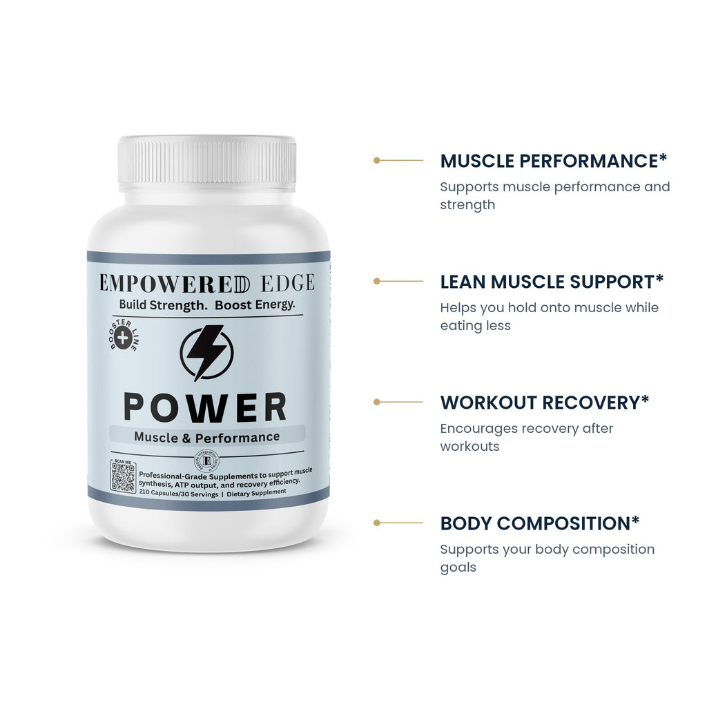 POWER key benefits: muscle performance, lean muscle support, workout recovery, body composition