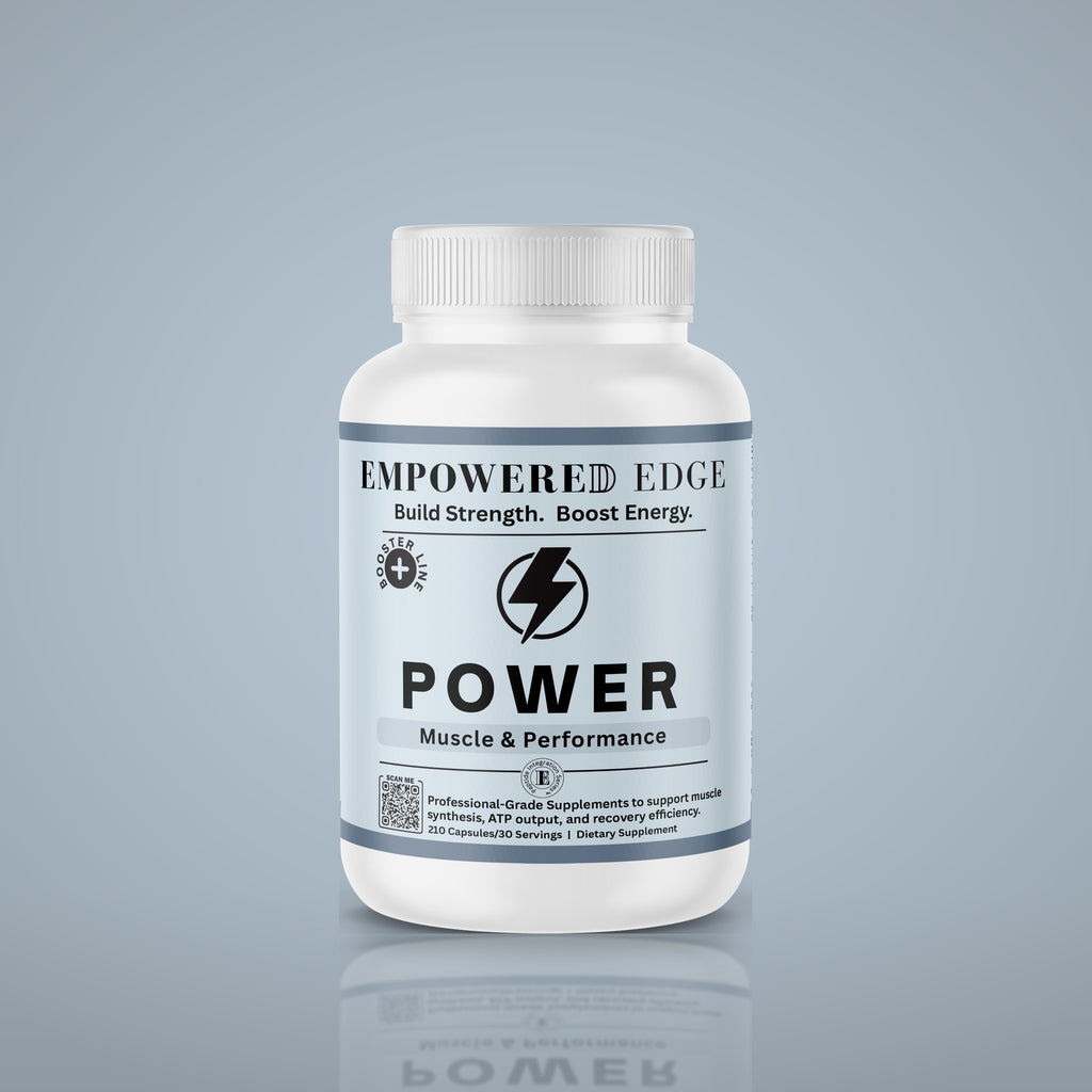 POWER bottle on light blue studio background