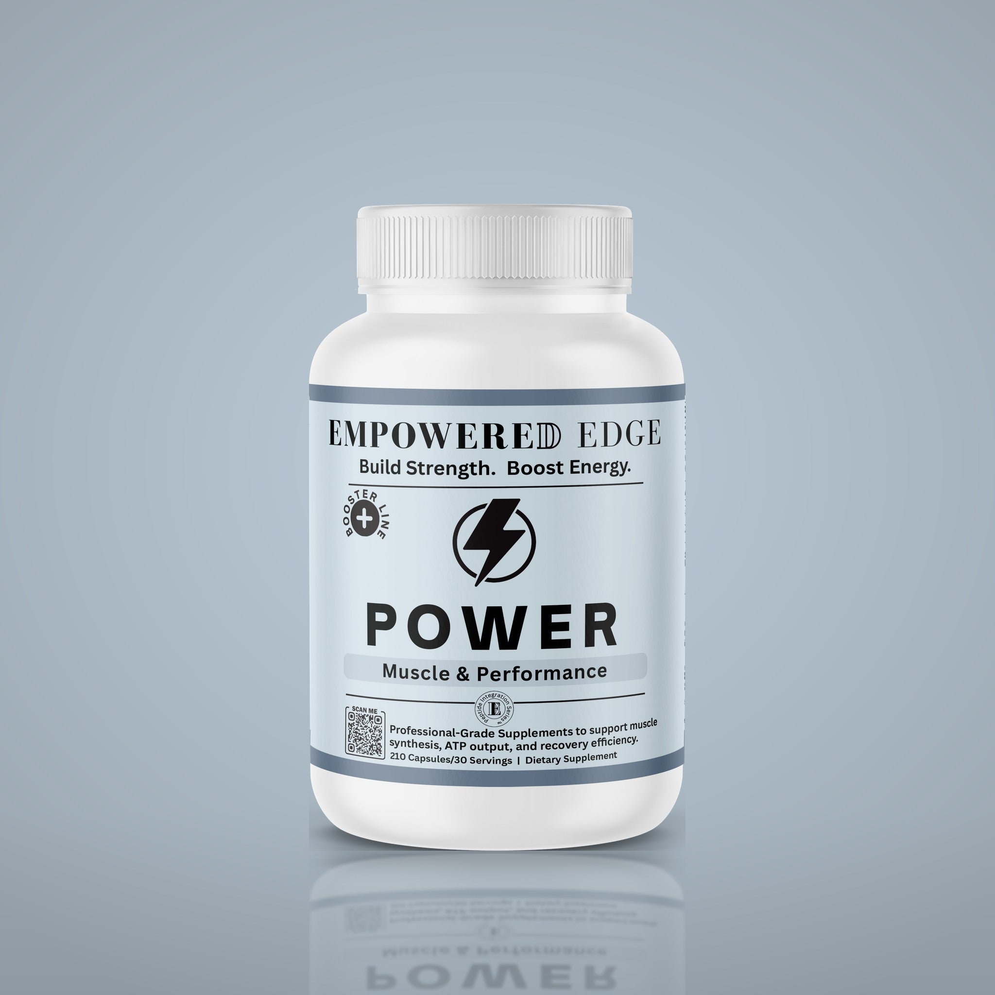 POWER bottle on light blue studio background