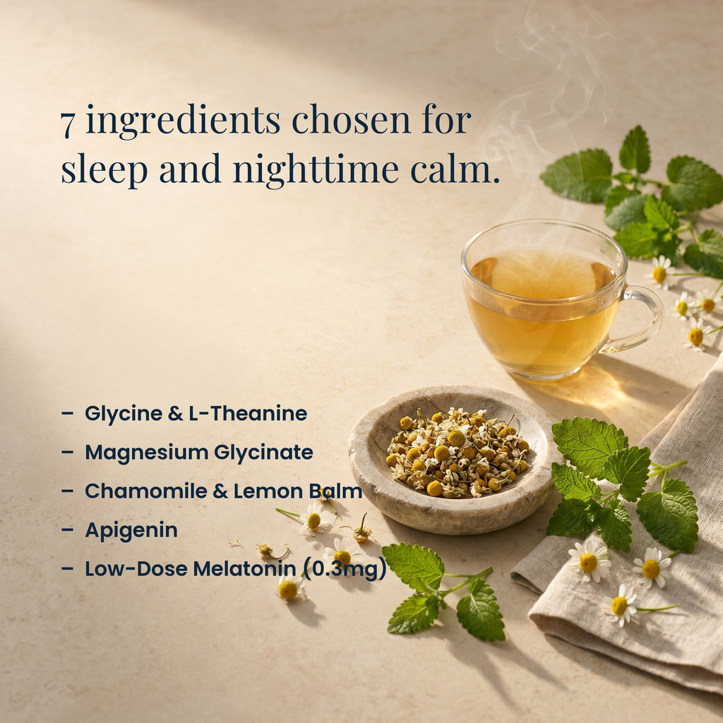 7 ingredients chosen for sleep and nighttime calm