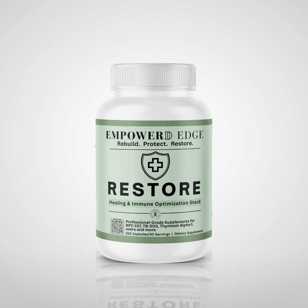 RESTORE bottle on white studio background